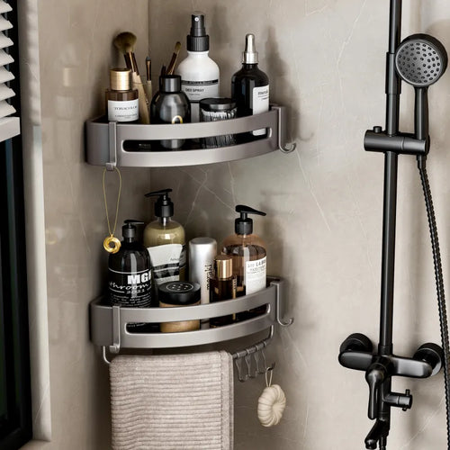 Bathroom Storage Wall Mount Corner Shelf Shower Holder Shampoo