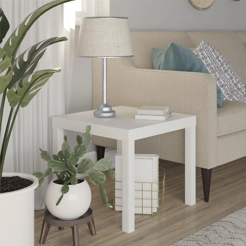 Parsons End Table, White\Black Oak\Canyon Walnut mesa  table side